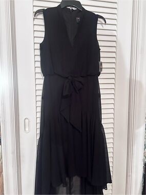 Taylor Black Sleeveless High-Low Tie-Waist Dress